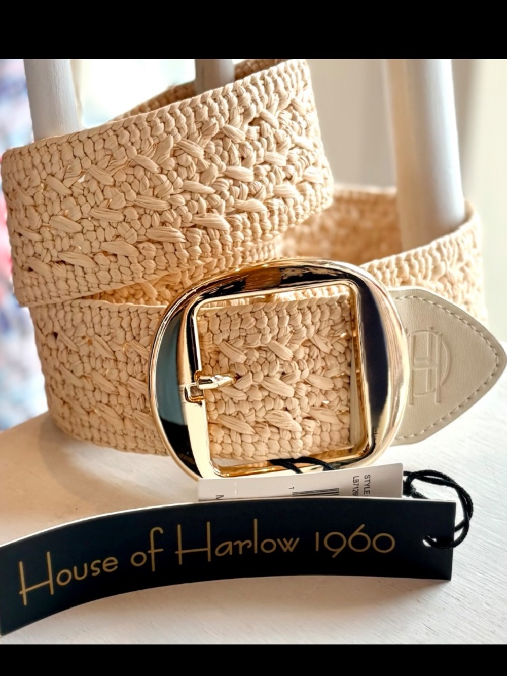 House of Harlow 1960 NWT Women’s Natural Gold Wide Woven Boho Gold Belt Buckle M